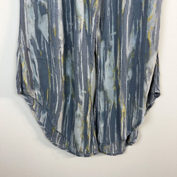 Free People Pants Womens Large Gray Blue Yellow Abstract Wide Leg Boho Lounge - Picture 11 of 15